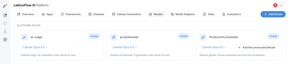 Interface to run assessments directly in the AI Platform UI